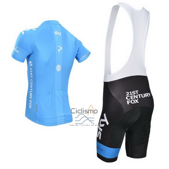 Sky Ropa Ciclismo Culotte Corto 2014 Mangas Cortas Azul y Blanco